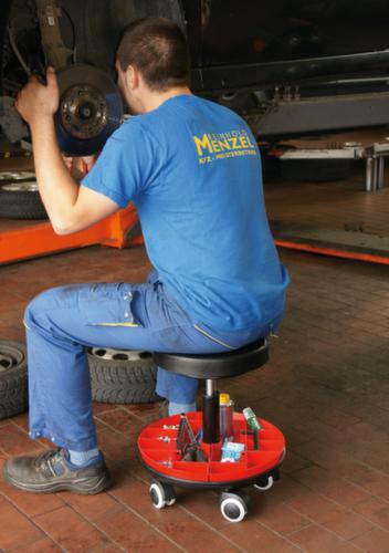 meychair Sgabello da officina Assistent Professional, sedile nero, ruote