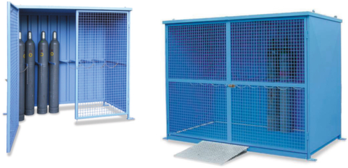 Deposito per bombole di gas con porte a battente in rete