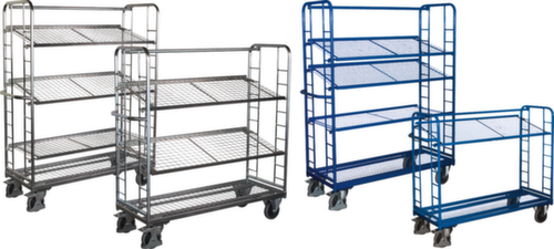 VARIOfit Carrello a ripiani con ripiani inclinabili in rete metallica