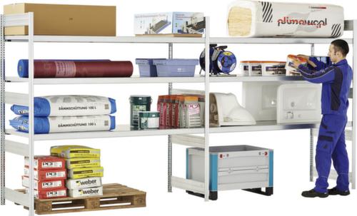 Scaffalatura a campata larga con ripiani in legno o acciaio