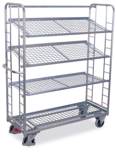 VARIOfit Carrello a ripiani con ripiani inclinabili in rete metallica