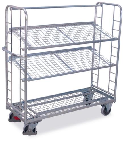 VARIOfit Carrello a ripiani con ripiani inclinabili in rete metallica