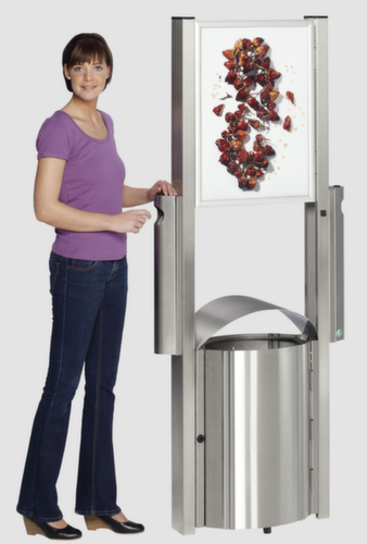 Cestino per rifiuti in acciaio inox per uso esterno, 50 l