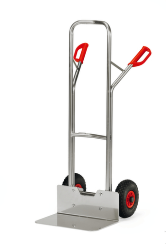 fetra carrello per casse in alluminio con pala extra grande, carico massimo 200 kg, gommatura in aria