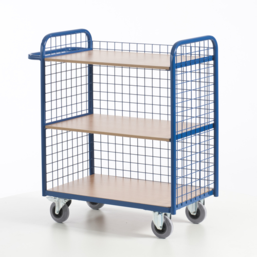 Rollcart Carrello da ufficio con 3 pareti in rete, carico max. 150 kg, 3 piani