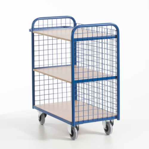 Rollcart Carrello da ufficio con 3 pareti in rete, carico max. 150 kg, 3 piani