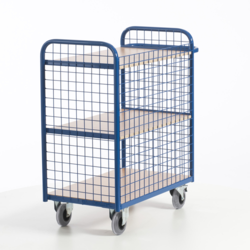 Rollcart Carrello da ufficio con 3 pareti in rete, carico max. 150 kg, 3 piani