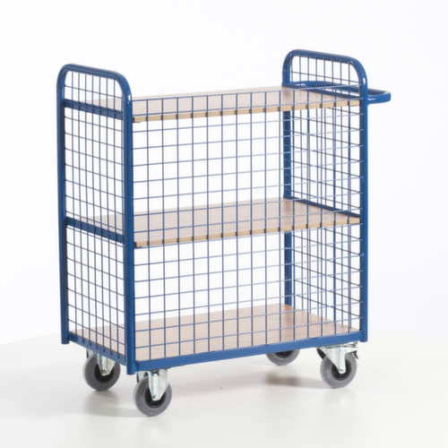 Rollcart Carrello da ufficio con 3 pareti in rete, carico max. 150 kg, 3 piani