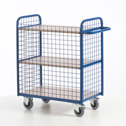 Rollcart Carrello da ufficio con 3 pareti in rete, carico max. 150 kg, 3 piani