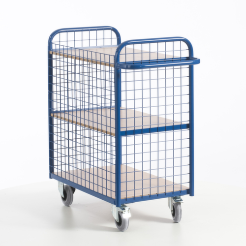 Rollcart Carrello da ufficio con 3 pareti in rete, carico max. 150 kg, 3 piani