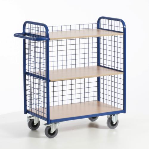 Rollcart Carrello da ufficio con 3 pareti in rete, carico max. 150 kg, 3 piani