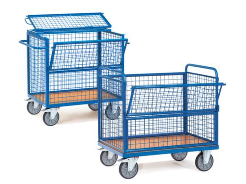 fetra Carrello portacasse con pareti in rete metallica