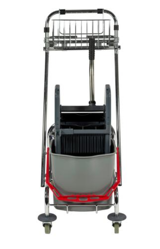 Carro per mop umidi con pressa per mop e porta sacchi per l'immondizia, 2 x 17 l secchi in rosso/blu