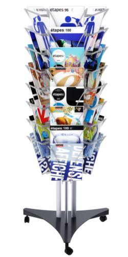 Paperflow Colonna rotante mobile per brochure Filario, 24 piani d’appoggio, struttura argento/nero