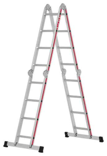 Hymer scala pieghevole multiuso in quattro parti SC 40, 4 x 4 pioli con profilo