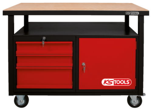 Banco da lavoro mobile con 3 cassetti e 1 porta