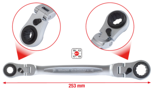 Chiave a doppio anello con giunto reversibile 4 in 1 GEARplus