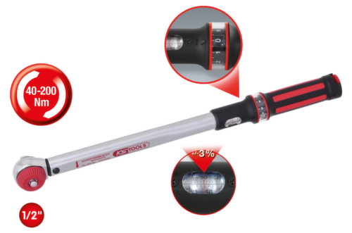 1/2" ERGOTORQUEchiave dinamometrica di precisione 40-200 Nm con manopola girevole Quick-Lock Testa a cricchetto