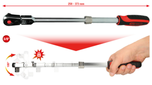 Cricchetto reversibile a snodo telescopico 3/8" SlimPOWER