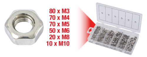 Assortimento di dadi in acciaio inossidabile