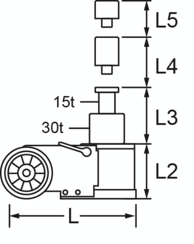 Cric idraulico ad aria 30 t / 15 t