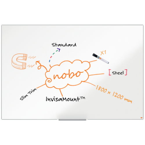 nobo Lavagna bianca Impression Pro, altezza x larghezza 1200 x 1800 mm