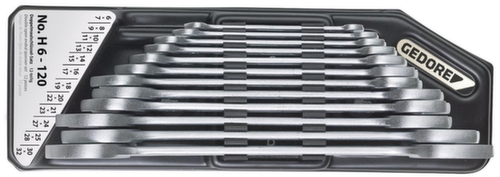 GEDORE H6-120 Set di chiavi aperte doppie in supporto 12 pezzi 6-32 mm
