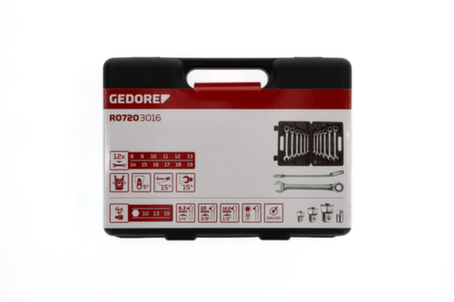 GEDORE R07203016 Set di chiavi combinate a cricchetto SW8-19 mm 16 pezzi