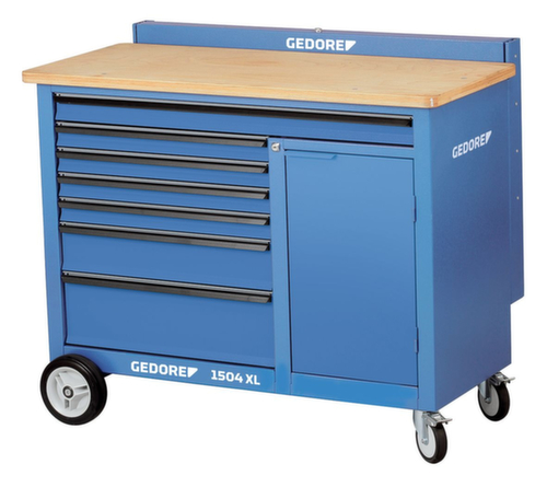GEDORE 1504 XL Banco da lavoro a rulli largo 1,25 m con 7 cassetti
