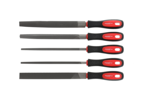 GEDORE R93000005 Set di lime a 3 tagli + 4 tagli + piatto + rotondo + mezzo 5 pezzi