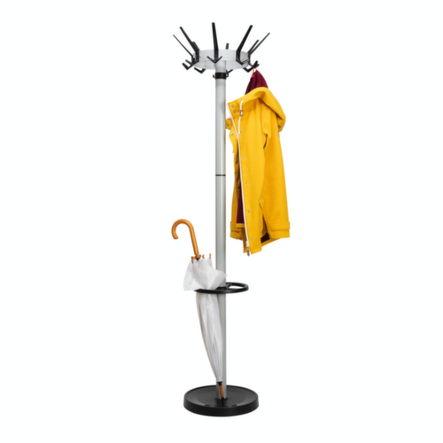 MAUL Appendiabiti MAULcaligo, con 16/8/8 ganci, RAL 9004 nero segnale / simile a RAL 9006 alluminio brillante