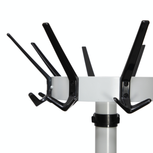 MAUL Appendiabiti MAULcaligo, con 16/8/8 ganci, RAL 9004 nero segnale / simile a RAL 9006 alluminio brillante