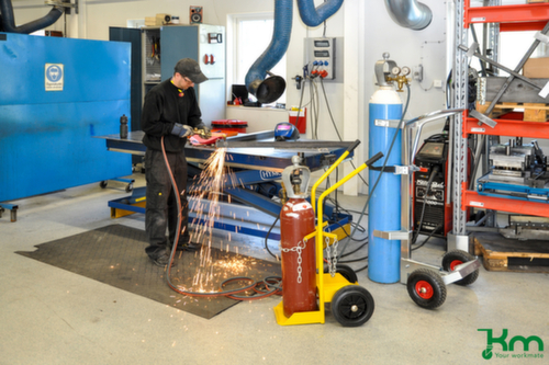 Kongamek Carrello portabottiglie, per bombola 2 x 20 l, gommatura in gomma solida