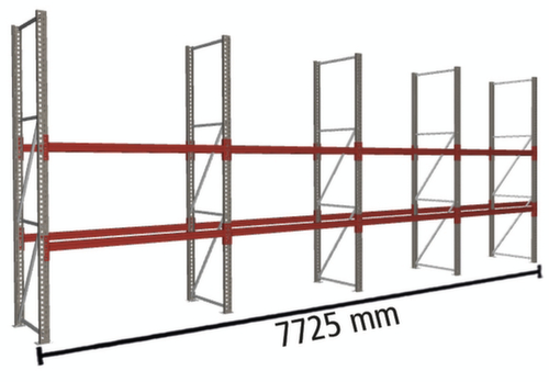 META Portapallet MULTIPAL per 24 pallet, 7725 mm di larghezza, 3 piani di stoccaggio