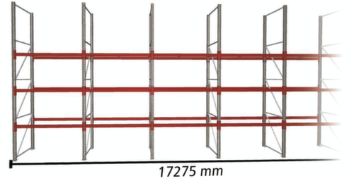 META Portapallet MULTIPAL per 72 pallet, 17275 mm di larghezza, 4 piani di stoccaggio