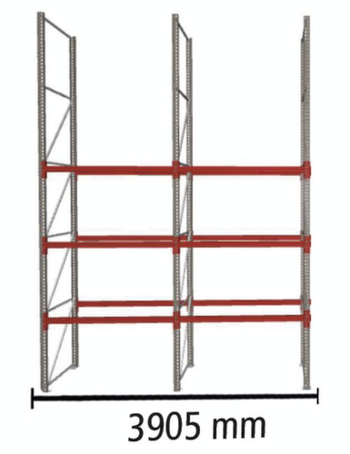 META Portapallet MULTIPAL per 16 pallet, 3905 mm di larghezza, 4 piani di stoccaggio