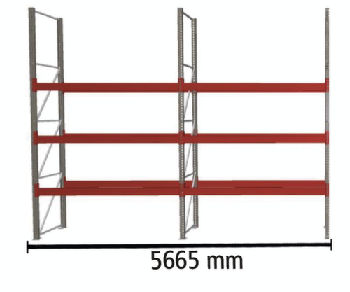 META Portapallet MULTIPAL per 16 pallet, 5665 mm di larghezza, 4 piani di stoccaggio