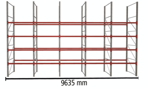 META Portapallet MULTIPAL per 50 pallet, 9635 mm di larghezza, 5 piani di stoccaggio