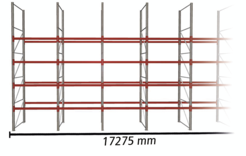 META Portapallet MULTIPAL per 90 pallet, 17275 mm di larghezza, 5 piani di stoccaggio