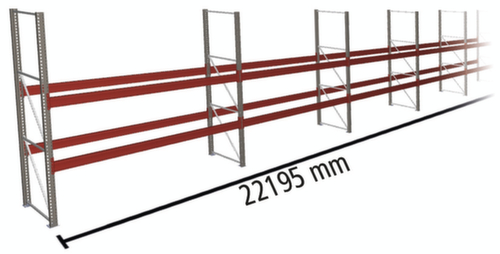 META Portapallet MULTIPAL per 72 pallet, 22195 mm di larghezza, 3 piani di stoccaggio