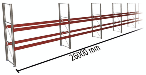 META Portapallet MULTIPAL per 84 pallet, 26000 mm di larghezza, 3 piani di stoccaggio