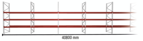 META Portapallet MULTIPAL per 176 pallet, 40800 mm di larghezza, 4 piani di stoccaggio