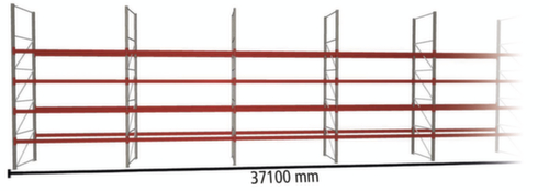 META Portapallet MULTIPAL per 200 pallet, 37100 mm di larghezza, 5 piani di stoccaggio