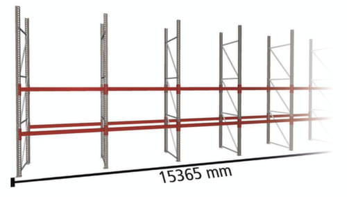 META Portapallet MULTIPAL per 72 pallet, 15365 mm di larghezza, 3 piani di stoccaggio
