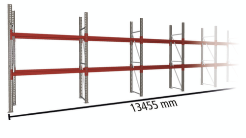 META Portapallet MULTIPAL per 21 pallet, 13455 mm di larghezza, 3 piani di stoccaggio