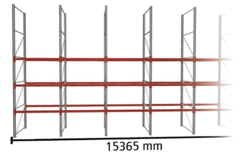 META Portapallet MULTIPAL per 32 pallet, 15365 mm di larghezza, 4 piani di stoccaggio