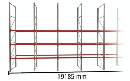 META Portapallet MULTIPAL per 40 pallet, 19185 mm di larghezza, 4 piani di stoccaggio
