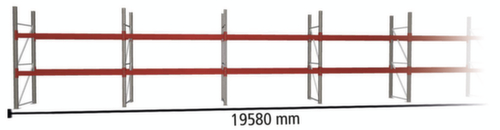 META Portapallet MULTIPAL per 42 pallet, 19580 mm di larghezza, 3 piani di stoccaggio