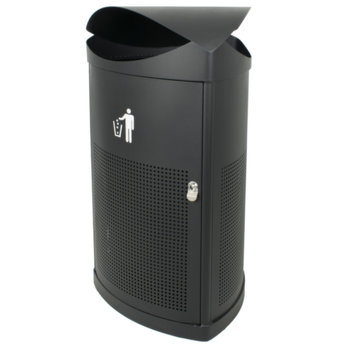 Cestino per rifiuti con tetto di protezione, 60 l, nero