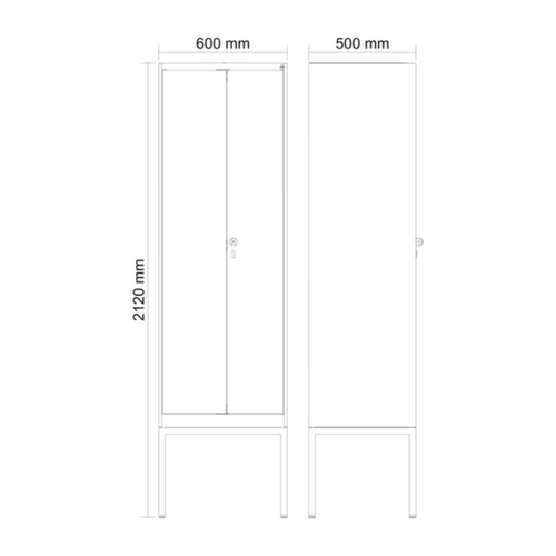 C+P Armadietto bianco e nero Evolo PLUS con doppio scomparto e telaio di base
